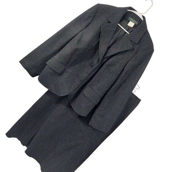 HARVE BENARD! STUNNING WOOL BLEND CHARCOAL GRAY JACKET, SKIRT SUIT, SET! SZ 26W - Picture 14 of 14